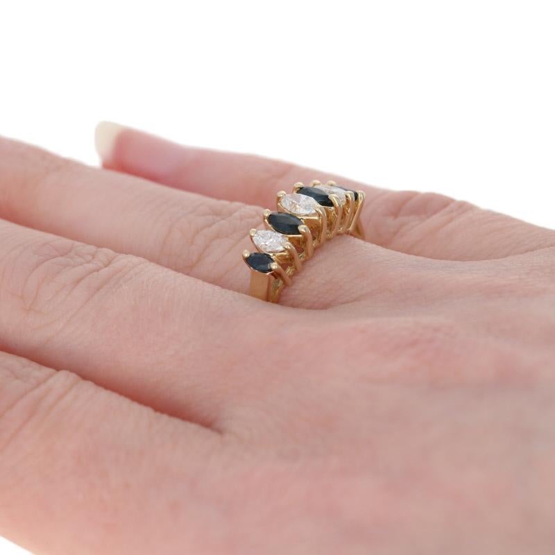 Women's Yellow Gold Sapphire & Diamond Ring, 14k Marquise Cut 1.02ctw