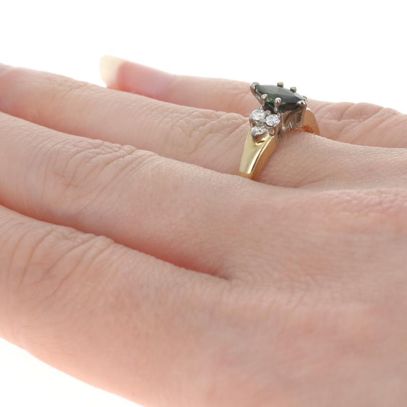 Women's Yellow Gold Sapphire & Diamond Ring, 14k Marquise Cut .93ctw Engagement