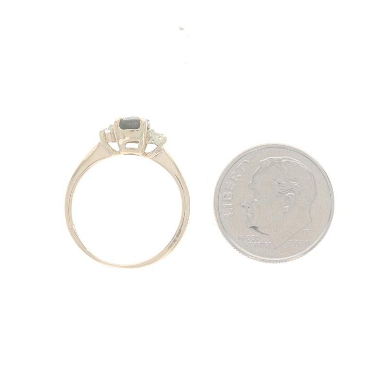 Bague en or jaune 14 carats avec saphir et diamants, taille ovale 1,14 carat en vente 1