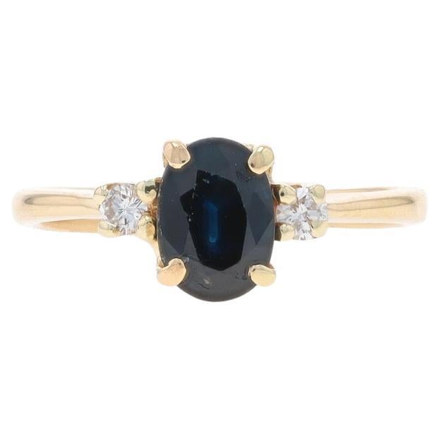 Yellow Gold Sapphire Diamond Ring - 14k Oval 1.14ctw