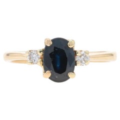 Yellow Gold Sapphire Diamond Ring - 14k Oval 1.14ctw
