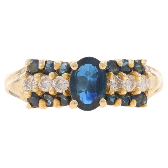 Yellow Gold Sapphire & Diamond Ring - 14k Oval 1.16ctw