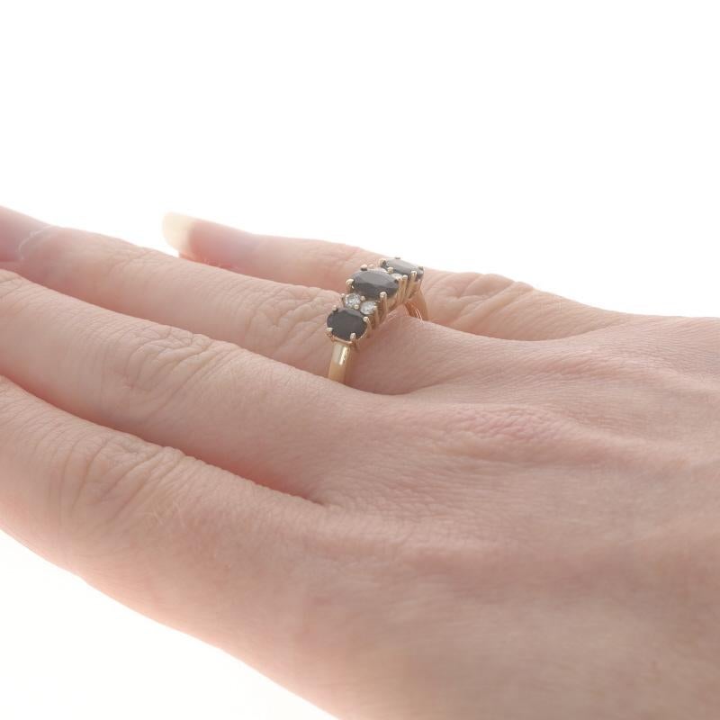 Women's Yellow Gold Sapphire & Diamond Ring - 14k Oval 1.40ctw Three-Stone For Sale