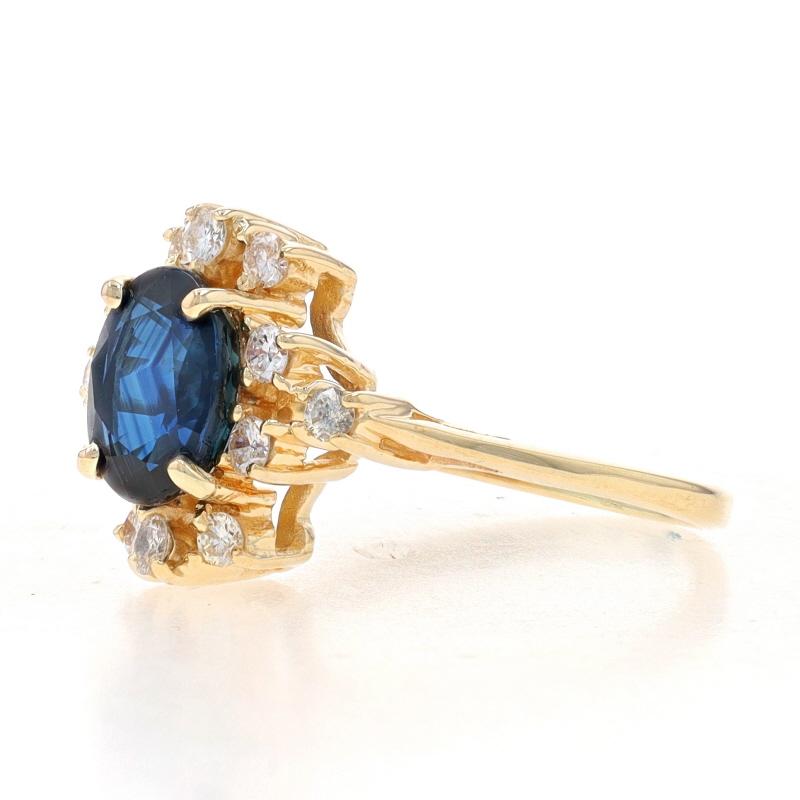 Oval Cut Yellow Gold Sapphire & Diamond Ring - 14k Oval 1.70ctw For Sale