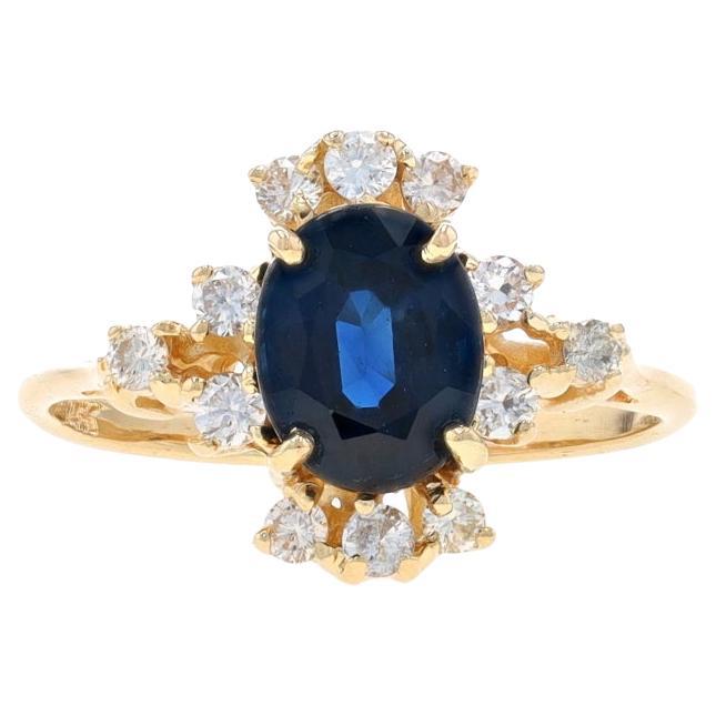 Yellow Gold Sapphire & Diamond Ring - 14k Oval 1.70ctw For Sale