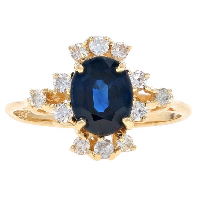 Anillo de Oro Amarillo Zafiro y Diamante - 14k Oval 1.70ctw