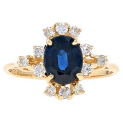 Ring aus Gelbgold mit Saphir und Diamant - 14k Oval 1,70ctw