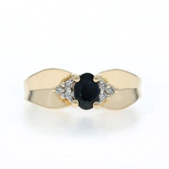 Yellow Gold Sapphire Diamond Ring - 14k Oval .53ctw