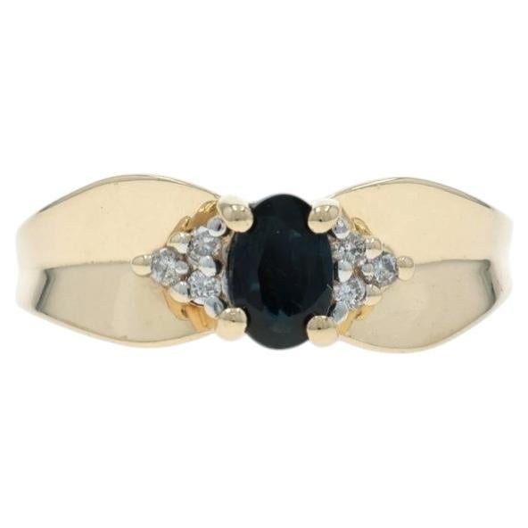 Yellow Gold Sapphire Diamond Ring - 14k Oval .53ctw For Sale