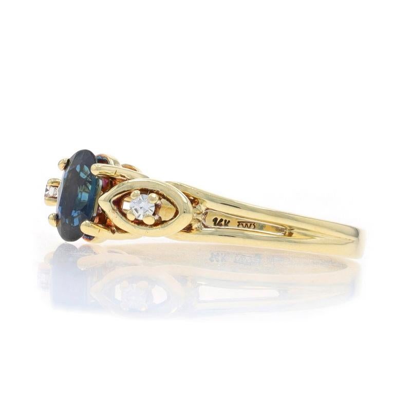 Yellow Gold Sapphire Diamond Ring - 14k Oval .56ctw In Excellent Condition For Sale In Greensboro, NC