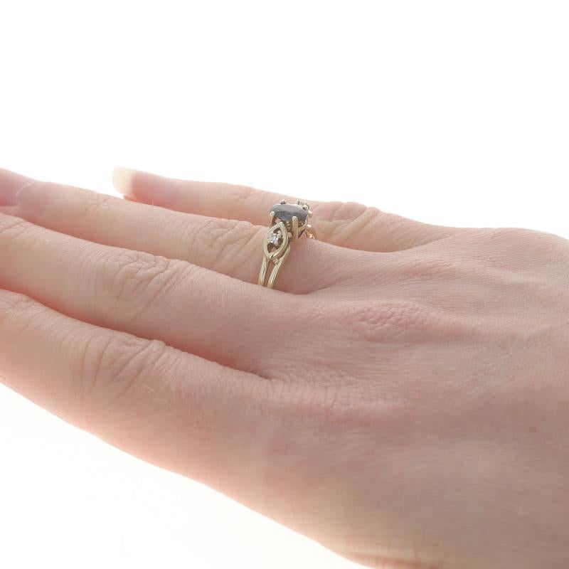 Women's Yellow Gold Sapphire Diamond Ring - 14k Oval .56ctw For Sale