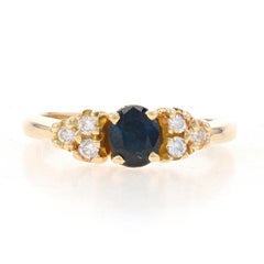Yellow Gold Sapphire Diamond Ring - 14k Oval .90ctw