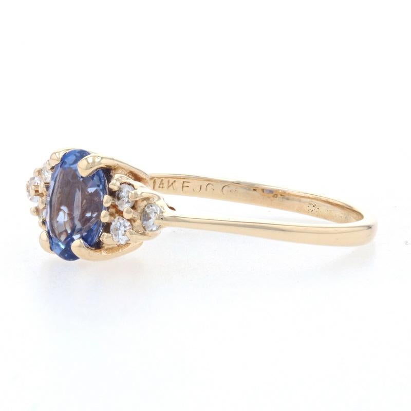 Yellow Gold Sapphire & Diamond Ring - 14k Oval Cut 1.06ctw In Excellent Condition For Sale In Greensboro, NC