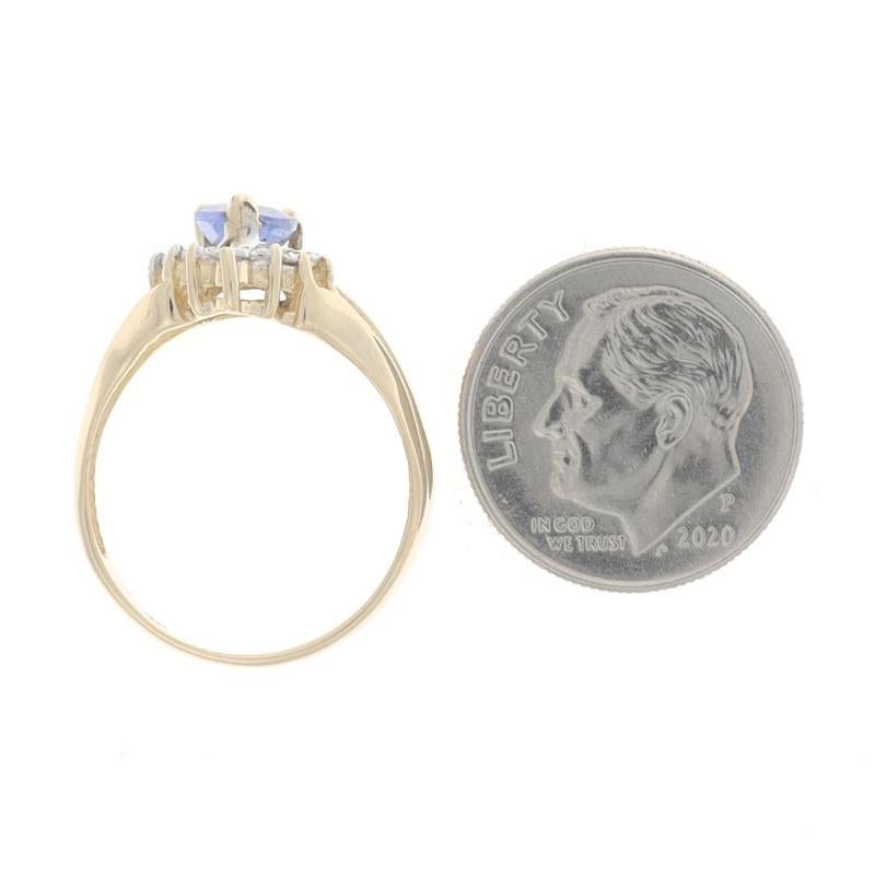 Women's Yellow Gold Sapphire & Diamond Ring - 14k Pear 1.16ctw V Wishbone For Sale