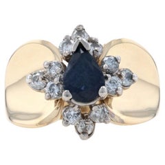 Yellow Gold Sapphire & Diamond Ring - 14k Pear 1.23ctw