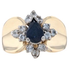 Anello con zaffiro e diamante in oro giallo - 14k Pear 1.23ctw