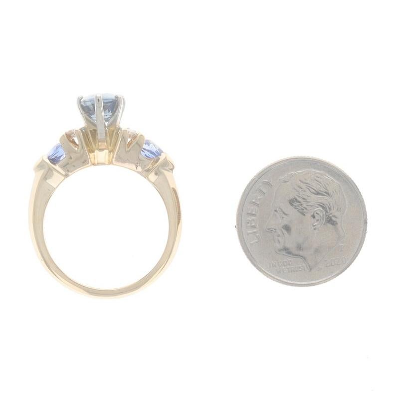Yellow Gold Sapphire & Diamond Ring - 14k Pear 3.19ctw For Sale 1