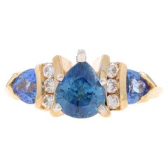 Yellow Gold Sapphire & Diamond Ring - 14k Pear 3.19ctw