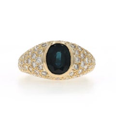 Yellow Gold Sapphire Diamond Ring - 18k Oval 3.00ctw