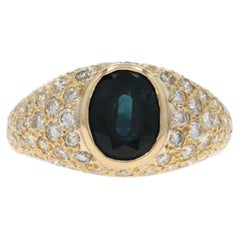 Yellow Gold Sapphire Diamond Ring - 18k Oval 3.00ctw