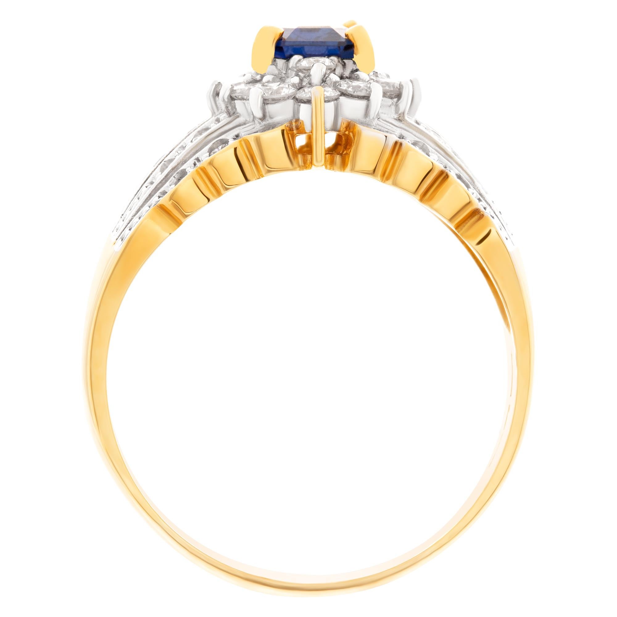 Women's or Men's Yellow gold sapphire & diamond ring signed by LeVian For Sale