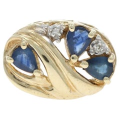 Yellow Gold Sapphire Diamond Slide Charm - 14k Pear .45ctw Three-Stone