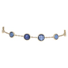 Yellow Gold Sapphire & Diamond Station Bracelet - 18k Rose 4.50ctw Adjustable