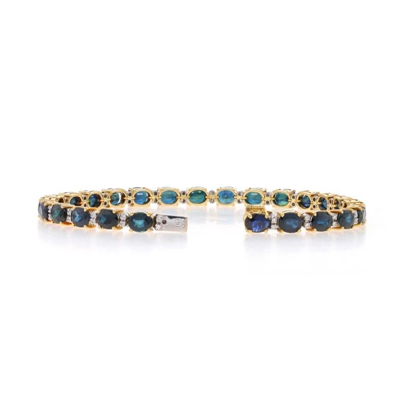 Yellow Gold Sapphire & Diamond Tennis Link Bracelet 6 3/4