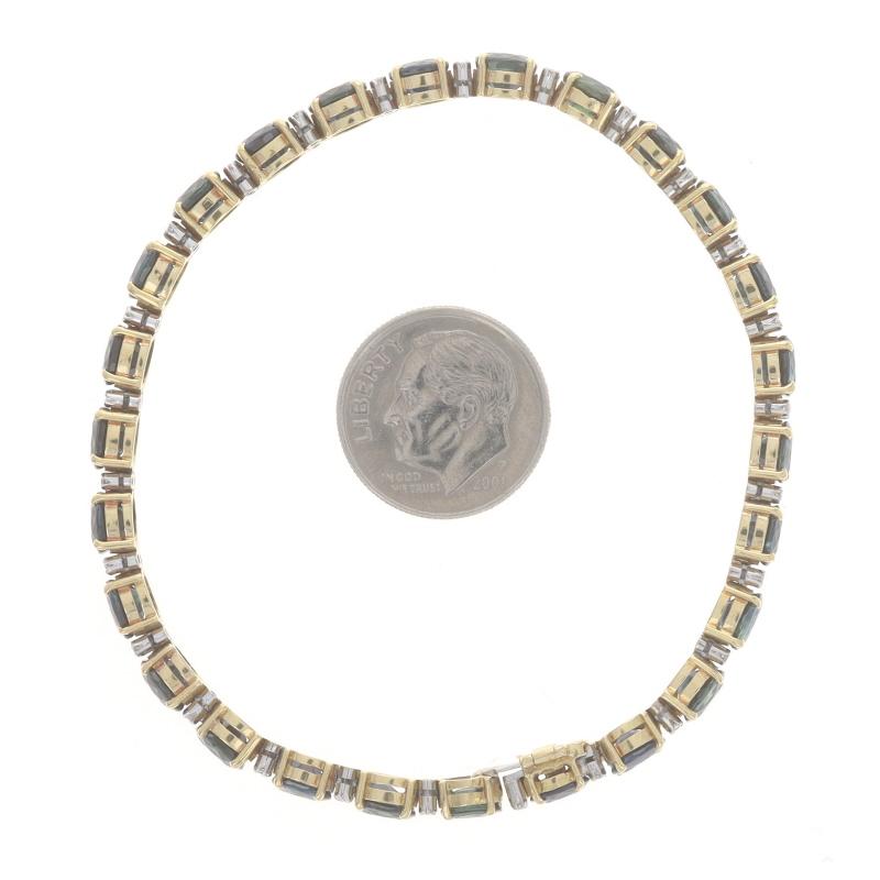 Women's Yellow Gold Sapphire & Diamond Tennis Link Bracelet 6 3/4