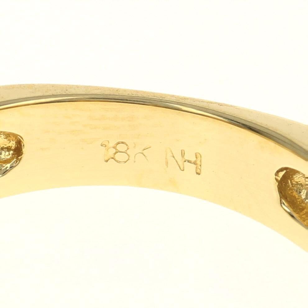 Yellow Gold Sapphire & Diamond Three-Stone Band 18k Oval 2.91ctw Euro Shank Ring 1