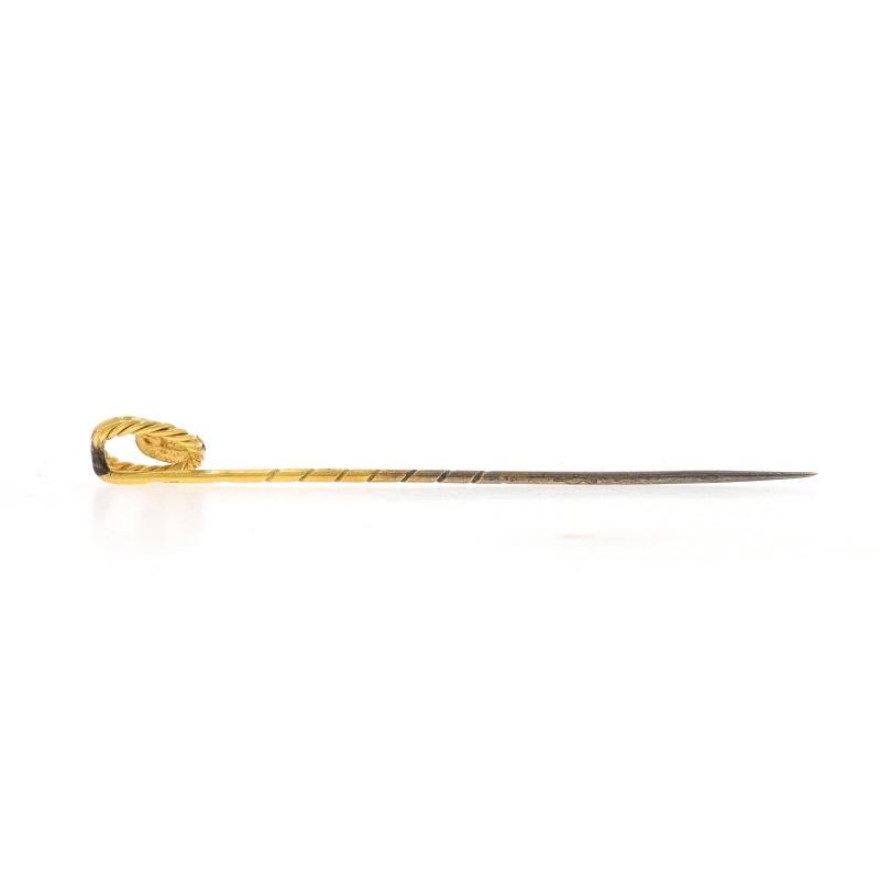 Round Cut Yellow Gold Sapphire & Diamond Victorian Circle Knot Stickpin - 18k Antique Pin For Sale