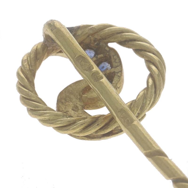 Women's Yellow Gold Sapphire & Diamond Victorian Circle Knot Stickpin - 18k Antique Pin For Sale