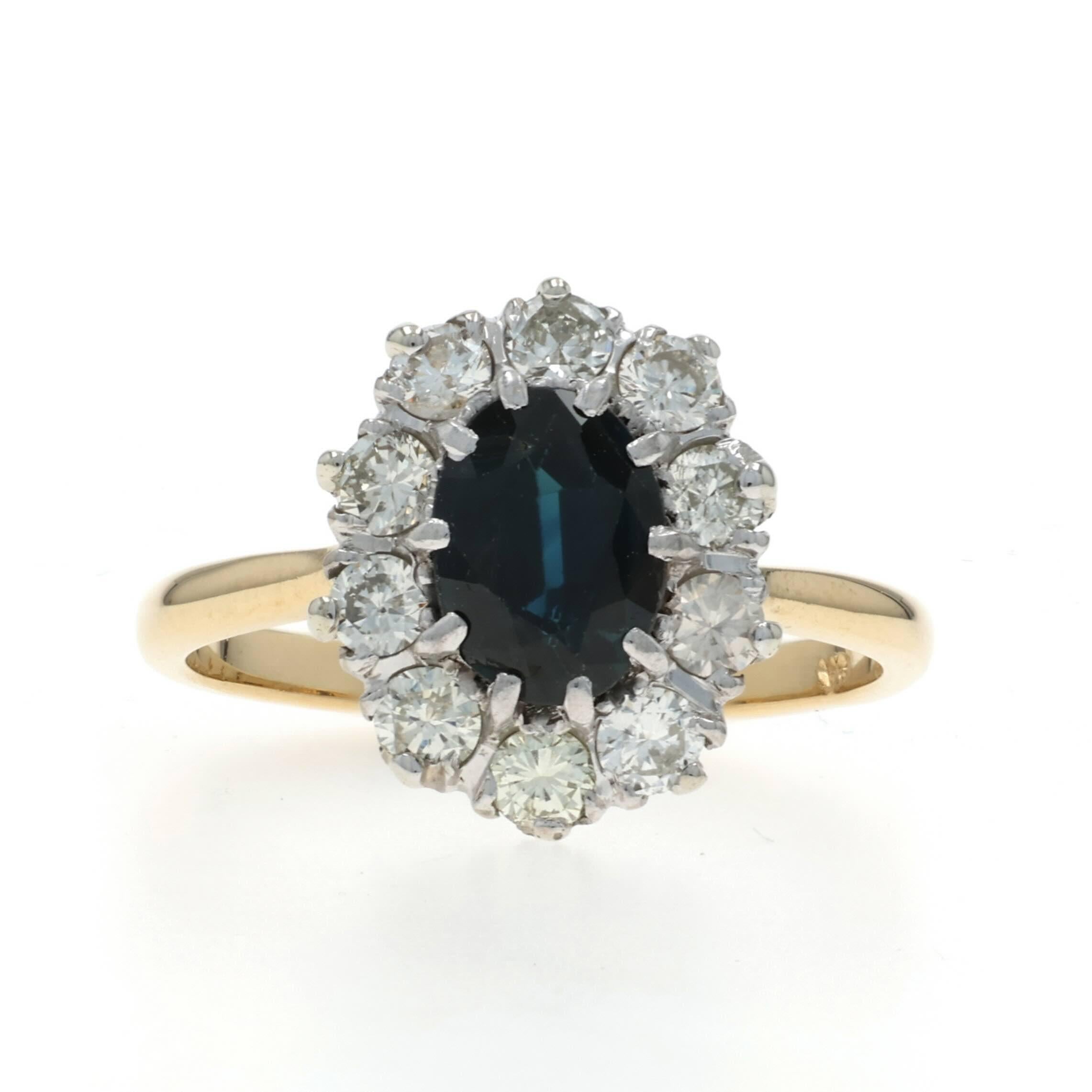 Gelbgold Saphir Diamant Vintage Halo Ring - 18k Oval 2,30ctw im Angebot