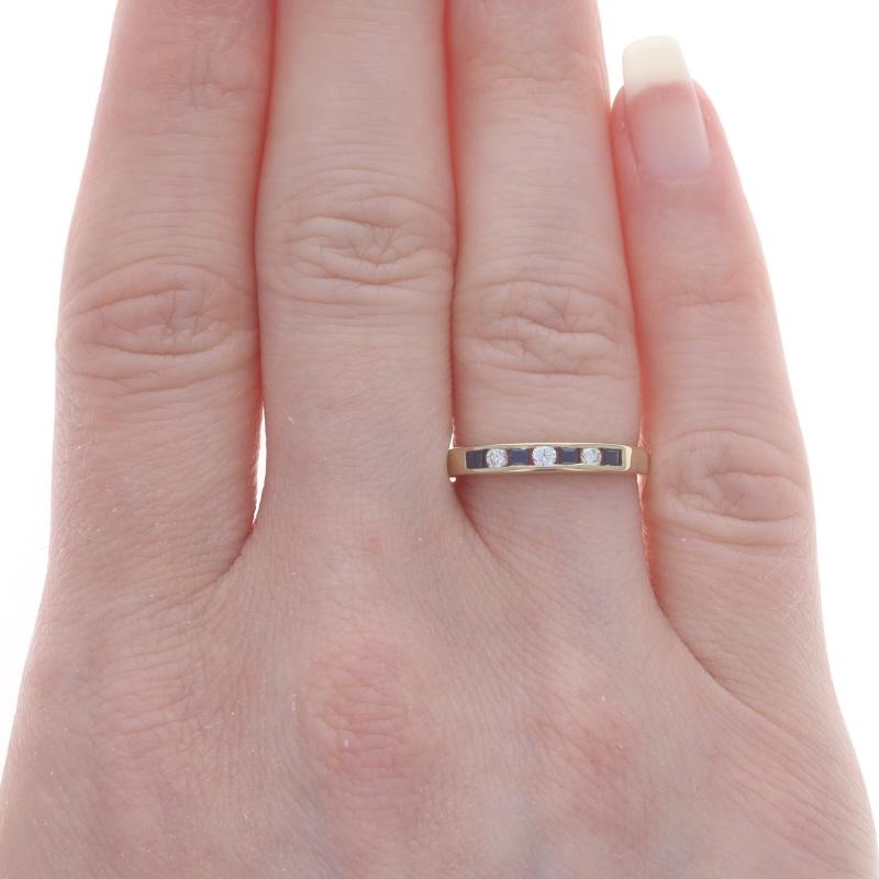 Square Cut Yellow Gold Sapphire Diamond Wedding Band - 14k Square .25ctw Channel Set Ring