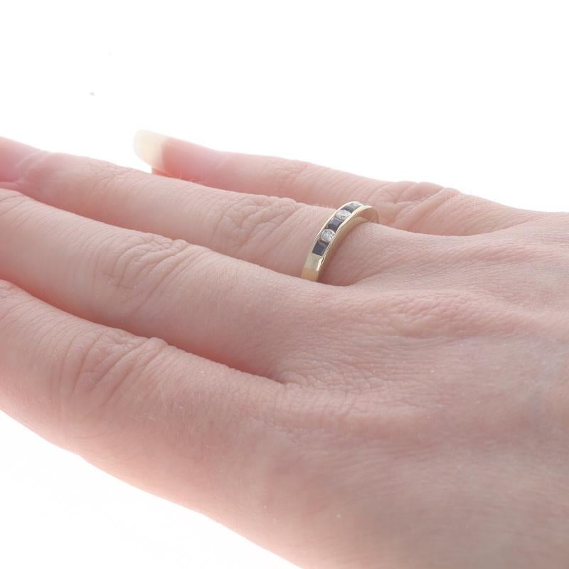 Women's Yellow Gold Sapphire Diamond Wedding Band - 14k Square .25ctw Channel Set Ring