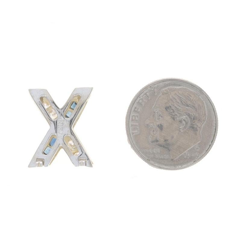 Or jaune Saphir Diamant X Crossover Omega Enhancer Pendant - 14k Squ .60ctw Excellent état - En vente à Greensboro, NC