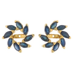 Orecchini con zaffiro in oro giallo -14k Marquise 1.92ctw Giacche con perno floreale