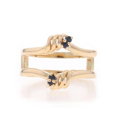 Alianza de Boda de Oro Amarillo con Zafiro Realzador - Anillo Envolvente de Corte Redondo 14k