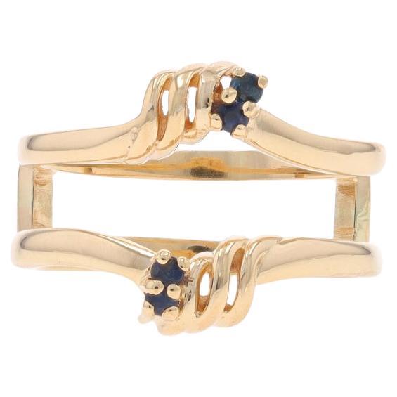 Yellow Gold Sapphire Enhancer Wedding Band - 14k Round Cut Wrap Jacket Ring