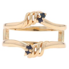 Yellow Gold Sapphire Enhancer Wedding Band - 14k Round Cut Wrap Jacket Ring