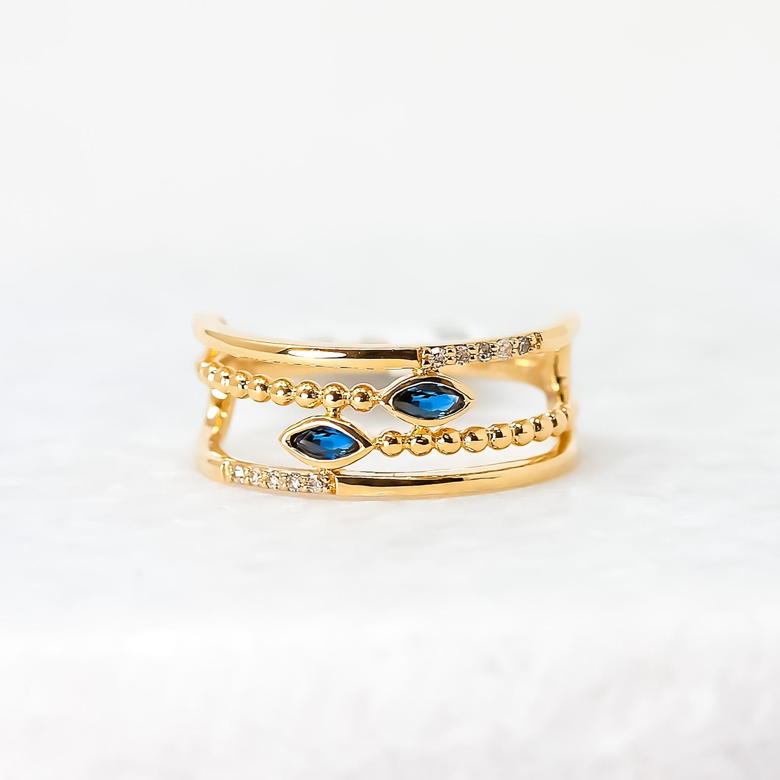 Gelbgold Saphir Mode-Ring 0,20 Karat. Damen im Angebot
