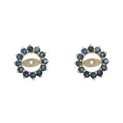 Yellow Gold Sapphire Halo Earring Enhancers - 14k Round .48ctw Stud Jackets