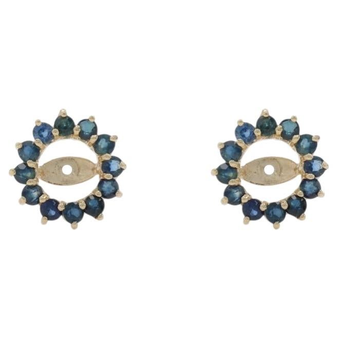 Yellow Gold Sapphire Halo Earring Enhancers - 14k Round .48ctw Stud Jackets
