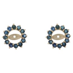 Yellow Gold Sapphire Halo Earring Enhancers - 14k Round .48ctw Stud Jackets