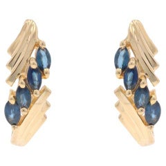 Boucles d'oreilles J-Hook en or jaune saphir - 14k Marquise 1.04ctw Pierce