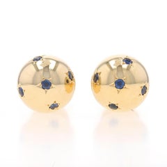 Yellow Gold Sapphire Modernist Star Men's Cufflinks 14k Rnd.50ctw Celestial Ball