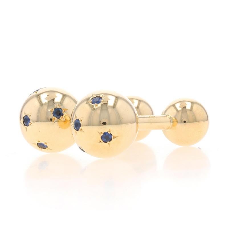Round Cut Yellow Gold Sapphire Modernist Star Men's Cufflinks 14k Rnd.50ctw Celestial Ball For Sale