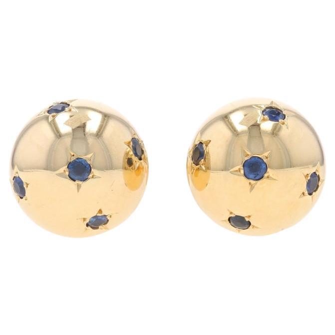 Yellow Gold Sapphire Modernist Star Men's Cufflinks 14k Rnd.50ctw Celestial Ball For Sale