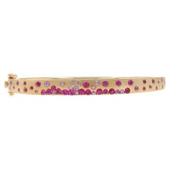 Yellow Gold Sapphire Polka Dot Confetti Bangle Bracelet 6 1/2" - 14k Rd 1.63ctw