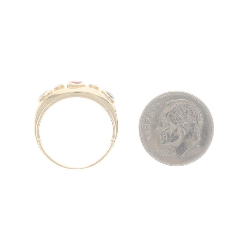 Gelbgold Saphir Rubin Smaragd Diamant Dreistein-Ring 14k Oval .57ctw Ring Damen